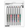 uni-ball® Vision™ Liquid Ink Rollerball Pens, Needle/Fine Point, 0.7 mm, Gray Barrel, Assorted Ink Colors, Pack Of 8 Pens