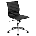 Flash Furniture Ribbed Bonded LeatherSoft™ Mid-Back Swivel Conference Chair, Black/Silver