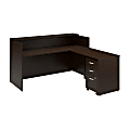 Bush Business Furniture Arrive 72"W L Shaped Reception Desk with Shelf and Mobile File Cabinet, Mocha Cherry, Standard Delivery 1 thumbnail image