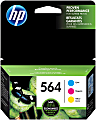 HP 564 Cyan, Magenta, Yellow Ink Cartridges, Pack Of 3, N9H57FN