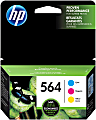 HP 564 Cyan, Magenta, Yellow Ink Cartridges, Pack Of 3, N9H57FN 1 thumbnail image