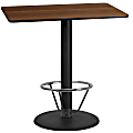 Flash Furniture Laminate Rectangular Table Top With Round Bar-Height Table Base And Foot Ring, 43-1/8"H x 24"W x 42"D, Walnut/Black