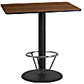 Flash Furniture Laminate Rectangular Table Top With Round Bar-Height Table Base And Foot Ring, 43-1/8"H x 24"W x 42"D, Walnut/Black 1 thumbnail image