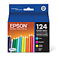 Epson® 124 DuraBrite® Ultra Black And Cyan, Magenta, Yellow Ink Cartridges, Pack Of 4, T124120