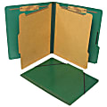 SJ Paper Classification Folders, 2 Dividers, 6 Partitions, 1/3 Cut, Letter Size, 30% Recycled, Forest Green, Pack Of 10