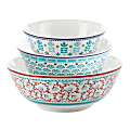 Gibson Home Village Vines 3-Piece Fine Ceramic Nesting Bowl Set, Assorted Colors 1 thumbnail image