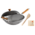 Joyce Chen Classic Series 4-Piece Steel Wok Set With Lid And Birch Handles, Silver