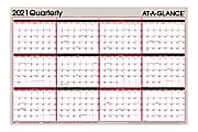 AT-A-GLANCE® Reversible Erasable Quarterly Wall Calendar, 36" x 24", Red/Black, January to December 2021, A123