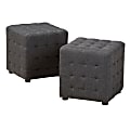 Baxton Studio Modern And Contemporary Tufted Cube Ottomans, Charcoal, Set Of 2 Ottomans