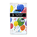 Artstyle Birthday 2-Ply Tissue/Poly Table Covers, 54" x 108", Assorted Colors, Pack Of 3 Covers