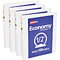 Avery® Economy View Binder, 1/2" Ring, 8 1/2" x 11", White, Pack Of 4