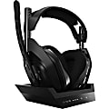 Astro A50 Wireless Headset with Lithium-Ion Battery - Stereo - Wireless - 30 ft - 20 Hz - 20 kHz - Over-the-head - Binaural - Circumaural - Uni-directional, Noise Cancelling Microphone - Noise Canceling - Black