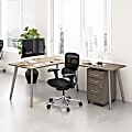WorkPro Motiva 60"W Modern L Shaped Office Desk With Rolling File Cabinet, Modern Hickory, Standard Delivery 1 thumbnail image