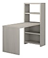 kathy ireland® Office by Bush Business Furniture Echo 56"W Bookcase Desk, Gray Sand, Standard Delivery