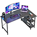 Bestier L-Shaped Corner Desk With Storage Shelf, 56"W, Black Carbon Fiber 1 thumbnail image