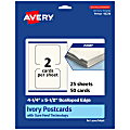 Avery® Printable Postcards With Sure Feed® Technology, 95278-MIC25, Rectangle Scalloped, 4.25" x 5.5", Matte Ivory, Pack Of 50 1 thumbnail image