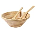Martha Stewart Coban 3-Piece Rubberwood Salad Bowl And Servers Set, Light Brown 1 thumbnail image