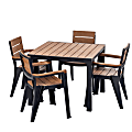 Inval Madeira 5-Piece 4-Seat Square Table And Chair Set, 29"H x 35"W x 35"D, Black/Teak Brown