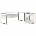 Bush Business Furniture Hybrid 72"W L-Shaped Corner Desk Table With Mobile File Cabinet, White, Standard Delivery 1 thumbnail image