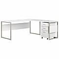 Bush® Business Furniture Hybrid 72"W x 30"D L-Shaped Table Desk With Mobile File Cabinet, White, Standard Delivery