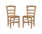 Linon Ruby Side Chairs with Rush Seat, Natural, Set Of 2 Chairs
