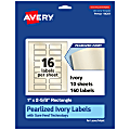 Avery® Pearlized Permanent Labels With Sure Feed®, 94201-PIP10, Rectangle, 1" x 2-5/8", Ivory, Pack Of 160 Labels