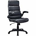 Lorell Colline Faux Leather High-Back Executive Office Chair With Flip Arms, Black 1 thumbnail image