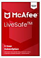 McAfee® LiveSafe Antivirus & Internet Security Software, For Unlimited Devices, 1-Year Subscription with Auto-Renewal, For Windows, macOS, Android, iOS, ChromeOS, Product Key, MLS41EODURAAM 1 thumbnail image