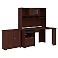 Bush Furniture Cabot Corner Desk With Hutch And Small Storage Cabinet With Doors, Harvest Cherry, Standard Delivery 1 thumbnail image