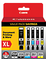 Canon PGI250XL Black; CLI-251 Black; Cyan; Magenta; Yellow High-Yield/Standard Yield Ink Tanks, Pack Of 5, 6432B011 1 thumbnail image