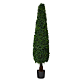 Nearly Natural Boxwood Topiary 5’H Artificial Tree With Planter, 60”H x 13”W x 13”D, Green/Black