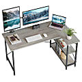 Bestier L-Shaped Corner Desk With Storage Shelf, 56"W, Light Retro Gray Oak