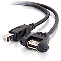 C2G Panel Mount Cable - USB cable - USB Type B (M) to USB (F) - 1.6 ft - molded - black 1 thumbnail image