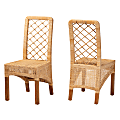 bali & pari Moscow Modern Bohemian Dining Chairs, Walnut Brown/Natural Brown, Set Of 2 Chairs