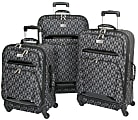 Overland Geoffrey Beene Hearts Fashion 3-Piece Luggage Set, Black/Gray