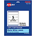 Avery® Permanent Labels With Sure Feed®, 94232-WMP50, Rectangle, 1-3/4" x 7-3/4", White, Pack Of 250