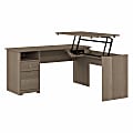Bush® Furniture Cabot 3-Position Sit-To-Stand Height-Adjustable L-Shaped Desk, 60"W, Ash Gray, Standard Delivery