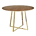 LumiSource Cosmo Dining Table, 30-1/4"H x 43-1/2"W x 43-1/2"D, Gold/Walnut