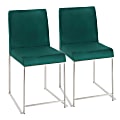 LumiSource Fuji High Back Dining Chairs, Green/Stainless Steel, Set Of 2 Chairs