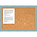 Amanti Art Rustic Cork Bulletin Board, 18 1/4" x 26 1/4", Country Sky Blue Wood Frame