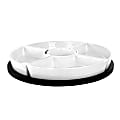 Gibson Elite Gracious Dining 6-Piece Stoneware Sectional Serving Set With Revolving Wood Tray, White 1 thumbnail image