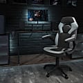 Flash Furniture Gaming Desk And Racing Chair Set With Cup Holder, Headphone Hook and Monitor/Smartphone Stand, Gray