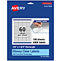 Avery® Glossy Permanent Labels With Sure Feed®, 94204-CGF100, Rectangle, 1/2" x 1-3/4", Clear, Pack Of 6,000