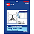 Avery® Glossy Permanent Labels With Sure Feed®, 94267-WGP50, Rectangle Scalloped, 2" x 3", White, Pack Of 400