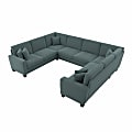 Bush® Furniture Stockton 125"W U-Shaped Sectional Couch, Turkish Blue Herringbone, Standard Delivery