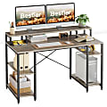 Bestier 56"W Student Desk With Monitor Stand & Storage Shelf, Gray Wash