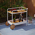 SEI Furniture Randburg Outdoor Bar Cart With Storage, 29"H x 34-3/4"W x 18-1/2"D, White