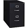 Lorell® Fortress 26-1/2"D Vertical 2-Drawer Legal-Size File Cabinet, Metal, Black