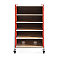Safco® Whiffle Double-Column 4-Shelf Rolling Storage Cart, 48"H x 30"W x 19-3/4"D, Red