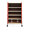 Safco® Whiffle Double-Column 4-Shelf Rolling Storage Cart, 48"H x 30"W x 19-3/4"D, Red 1 thumbnail image